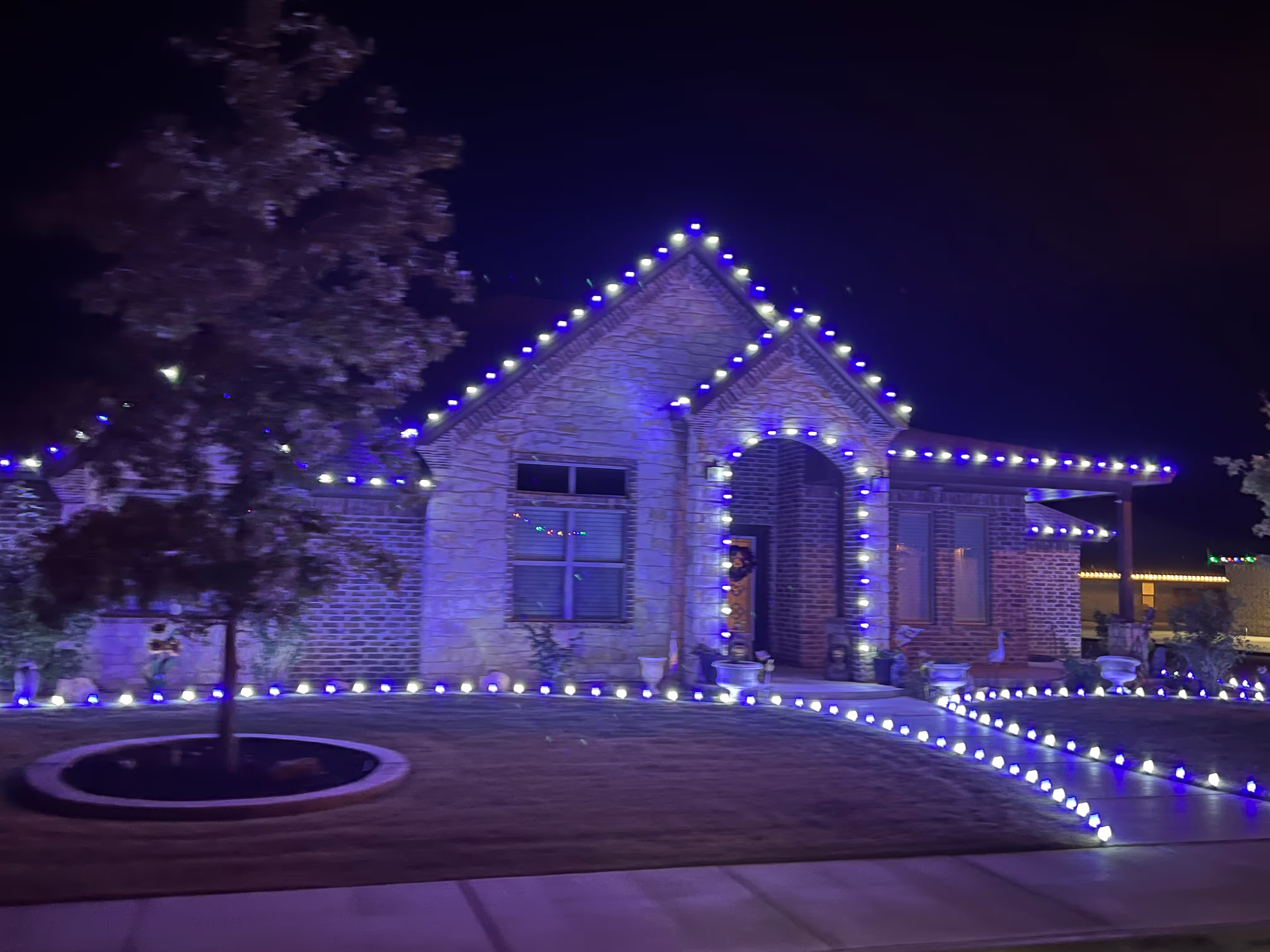 Festive holiday lighting display